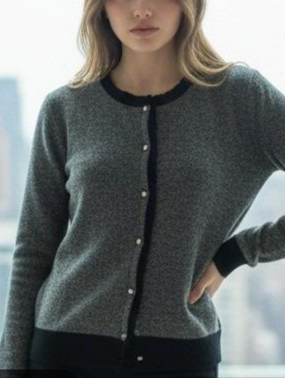 J Crew Cardigan Sweater Size XL ? Wool Cashmere Rhinestone Buttons